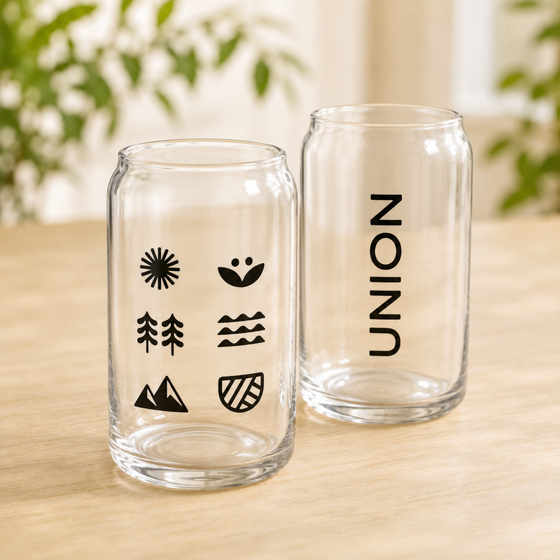 Union Beer Can Glass