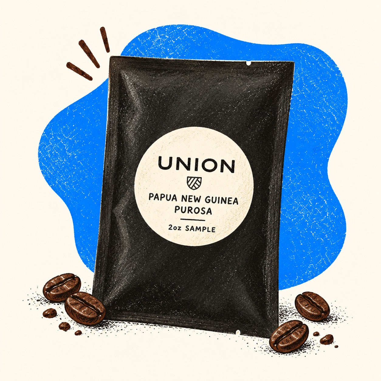Hand-drawn 2oz sample pack of Papua New Guinea Purosa